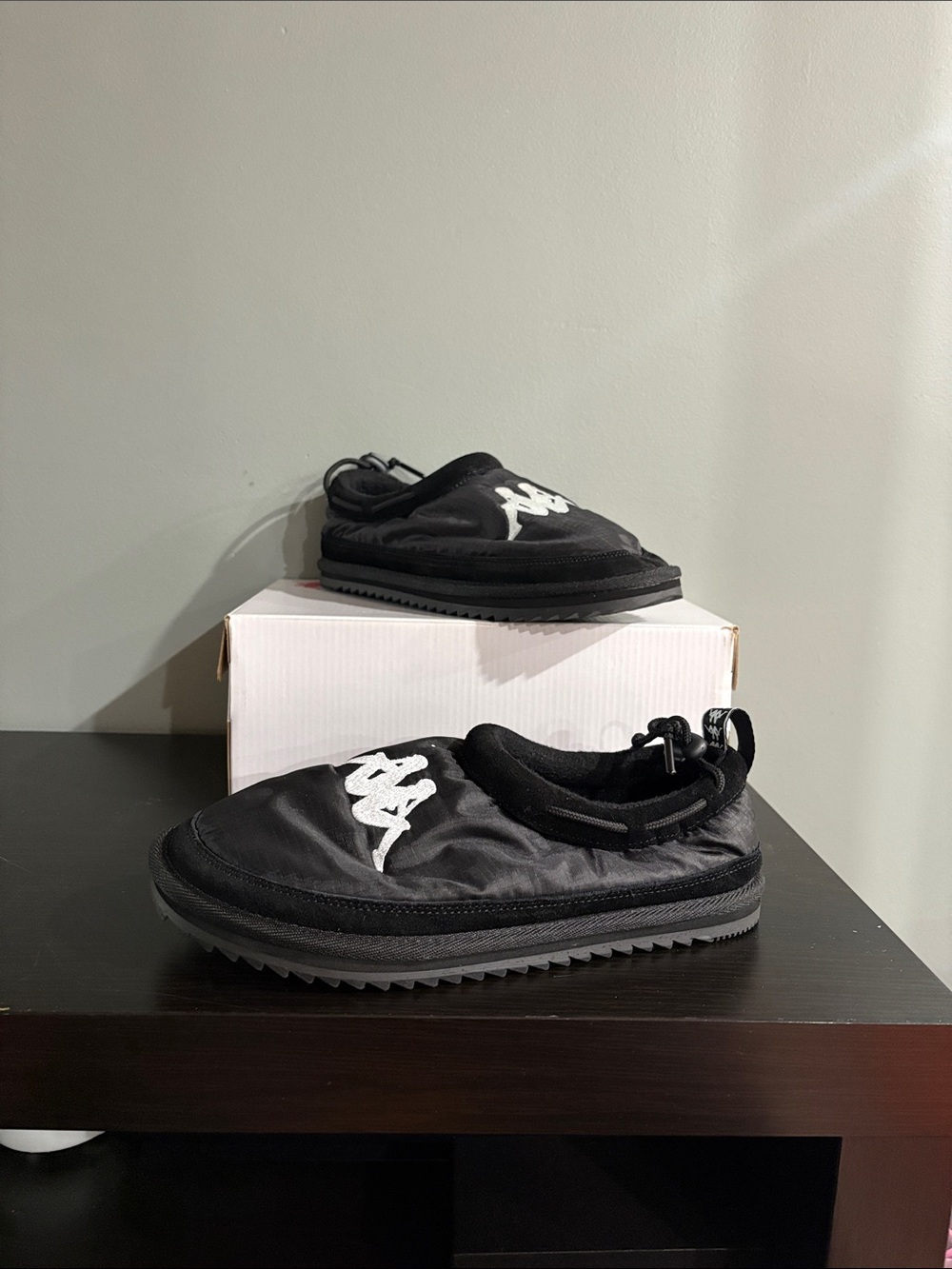 Kappa Black Slip-On Mule with White Logo